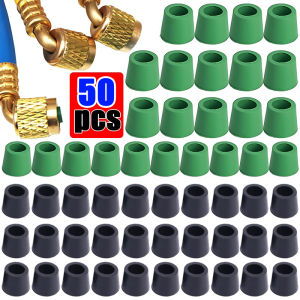 【WOKEN】50PCS Rubber Gasket Air Conditioning 1/4 Charging Hose Valve Gasket Manifold Repair Seal Kit Replacement Car Accessories