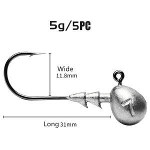 High Sensitivity Jig HeadStrong Round Jig HeadCarbon Steel Fishing HookLead Head HookHigh Carbon Steel Casting Lure HookBarbed Fishing Hooks With