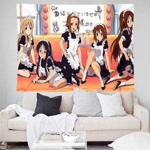 VIKAMA Kawaii Anime Âm Thanh Ánh Sáng Cô Gái Sau Khi Đi Học Tiệc Trà Treo Tường Thảm Thẩm Mỹ Phòng Ngủ Trang Trí Ký Túc Xá Polyester Không Dệt