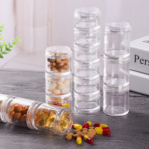 Portable Small Capsule Pill Box Durable Food Grade Sealed Moisture Proof Weekly Storage Container Connectable Organizer Case