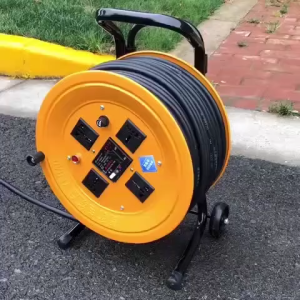 REAIM Cable Reel Heavy Duty Extension Wire Extension Wheel 15/30/50 Meters Power Cord with Breaker Safety Breaker Copper Core for Home Workshop 220V