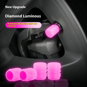 ฝาครอบวาล์วยางรถยนต์ไฟกลางคืนเรืองแสงอัตโนมัติระดับเพชรอัพเกรดใหม่