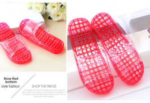 Summer Bathroom Slippers for Women Anti-slip Bathing Massage Plastic Flip Flops with Thick Bottom Crystal Couple Home Slippers for Winter