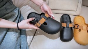 [NEW ARRIVAL] Womens PVC Brken Boston Round Toe Slip-On Buckle Outdoor Summer Anti-Slip Slide Shoe Slipper Sandal | Kasut Selipar Wanita