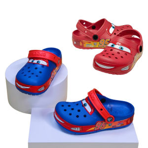 Disney Lightning Mcqueen Shoes Led Lighted Car Anime Shoes Animation Beach Sandal Waterproof Hole Bottom Boys Gir Birthdayl Gift