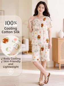 KASIHAN | Anti-Show Bra Points Cotton Summer Pajama Set