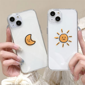 Cute Cartoon Sun Moon Silicone Phone Case for iPhone 14 pro Max Apple 13 Couple 12 Men Women 11 pro Max Full Cover 17 Soft Shell 8 plus Anti-Fall 7 Protective Case 15U