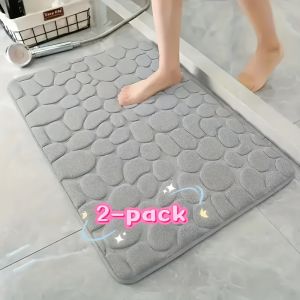 Ultra-Soft Coral Fleece Bathroom MatMachine WashableThick Coral Fleece Low Pile Rectangular Suitable for Bathroom Entrance.