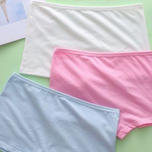 3PCS Big Girls Underwears Mid-Waist Student Young Girls Panties Solid Color Teenage Boxershorts Briefs Children Underpants