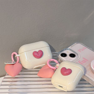 CrashStar 3D Cute Heart AirPods Case With Heart Smiley Pendant For AirPods 1 2 3 AirPods Pro 4 InPods 12 i12 Wireless Bluetooth Headphones Headset Earphone Fashion Casing Shockproof Cover Shell Hot Sale