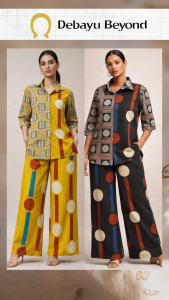 DEBAYU Readiprint Cotton Shirt Style Kurti Co Ord Set Size M to 3XL Malaysia