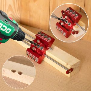 30°/45°/90° Aluminum Pocket Hole Jig Kit Multi-Angle Drill Guide Set With Dual Extension Positioning Rods for Woodworking DIY