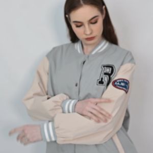 QUEENTIN Jaket Varsity Wanita 928 Bomber Baseball Lengan Panjang