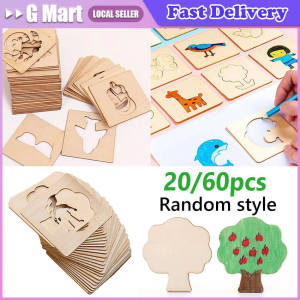 20/60PCS Set Montessori Kids Painting Toys Toddler Doodle Educational Toys Wooden DIY Painting Stencils Jigsaw Puzzle Educational Toy Montessori Kids Drawing Toys Wooden DIY Painting Template Stencils Learning Educational Toys for Children Wooden Toy