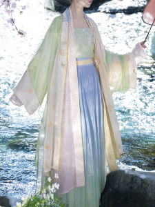 Song Dynasty Style Hanfu Long Shirt with Silk Blend Skirt And Sash by ShangGongYu Spring 2024 Collection Elegant Womens Clothing