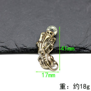 สร้อยคอพร้อมจี้ทองตัวอักษรจีนทองเหลืองย้อนยุคโชคลาภ Pixiu ของตกแต่งโชคดี Fengshui