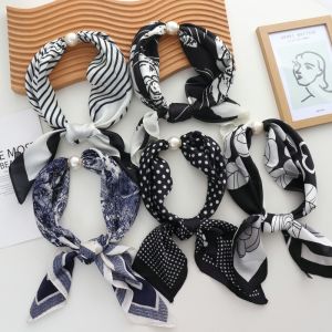 Khăn Choàng Dài Hình Chữ Nhật Màu Đen Trắng Có Khóa Từ Cho Nữ Khăn Quàng Cổ Bảo Vệ Cổ Kết Hợp Với Áo Sơ Mi Khăn Quàng Cổ Dây Thắt Lưng Khăn Mỏng