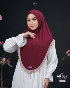 Hijab Jilbab Arrafi AR 537 Terlaris Bergo Instan Dewasa Kombinasi Renda