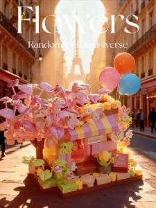 Mini Sunny Flower House Flower Shop Street View Building Blocks Toy Gift Kids educational toys
