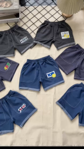 Quần đùi thun cotton giả jean bé trai túi đắp cho bé từ 10-38kg