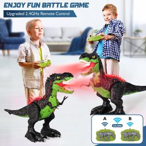 (45% Off Stock Clearance) 2.4GHz Remote Control & Hand Gesture T-Rex Dinosaur Toy with LED Light Sound and 360° Stunts