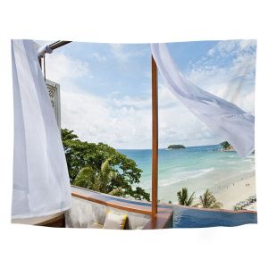 VIKAMA Rừng Lá Kim Hồ Tấm Thảm Treo Tường Nghệ Thuật Chụp Ảnh Núi Polyester Trang Trí Cho Phòng Ngủ Phòng Khách