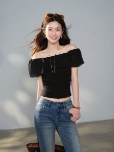 Off-shoulder Ruffled Slimming Tee Summer Top