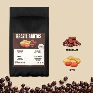 เมล็ดกาแฟคั่วบราซิล Brazil Santos