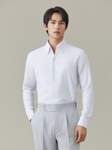 Stain-Resistant Non-Iron White Business Casual Dress Shirt