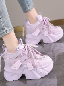 Womens Dad Shoes Spring 2024 High Top Casual Increase Height Thick Bottom Korean Style round Toe Sports Fashion Sneakers