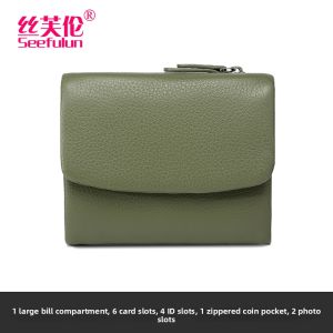 SIFULUN | Genuine Leather Womens Wallet Triple Fold Multi-Card Slot