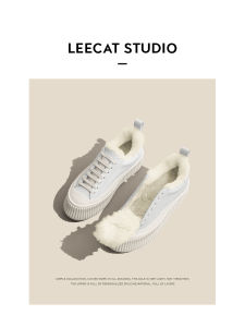 Platform Shoes Fleece-Lined Thick Sole Wool Biscuit Shape Shoes for Autumn and Winter