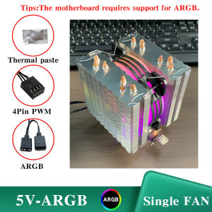 6 Heat Pipes CPU Air Cooler 5V-3PIN ARGB Cooling Fan for Intel LGA X99 1700 1200 1150 1151 1155 2011 X79 AMD AM3 AM4 AM5