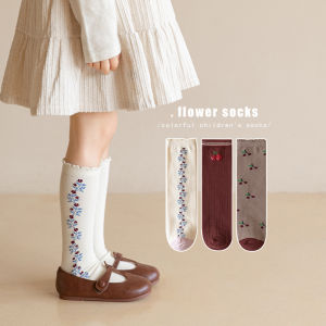 Girls Cotton Socks Long Tube Spring Autumn Korean Style Vintage Sweet Baby Leggings Childrens Socks Comfortable Breathable