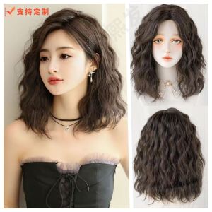 Short hair wig female full head cover simulation natural wool roll short curly hair whole top roll wig cover simulation wool roll