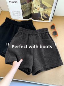 Versatile Stylish Tweed A-line Shorts with Elastic Waist