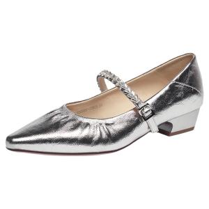 Josiny | French One-Strap Low-Heel Square Toe Single Shoes