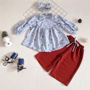 "NCC" 1-5 Tahun Setelan Panjang Anak Perempuan ANISA Free Headband By Mybee Oneset Baju Lengan Panjang anak Cewek