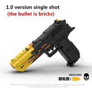 1.0 Single Shot Desert Eagle Pistol Building Blocks MOC Gun Model Can Shoot DIY Bricks Bullet Set Toys For Kids Christmas Gifts