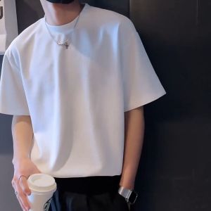 Mens short -sleeved T -shirt round collar solid color Korean T -shirt summer tide brand handsome youth half -sleeved T -shirt mens clothing