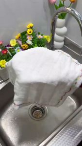 Super absorbent cotton yarn kitchen dishcloth tableware Household cleaning towels non-oil dishcloth Kitchen gadgets