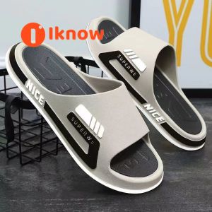 I know Mens Summer Casual Sandals - Comfortable Non-Slip Thick Sole Slippers for Home Bathroom and Outdoor Use