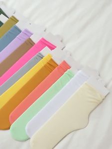 Tất Vớ Phong Cách Vintage Vớ Tất Trơn Cổ Nhún Trơn Hàn Quốc Vớ Nữ Nhún Nhiều Màu Cao Cấp