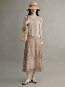 GULILI | Retro Round Neck Knit Top and Skirt Set