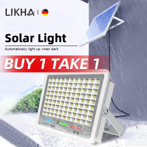 LIKHA Solar Light Outdoor Waterproof Flood Light Heavy Duty Indoor Outdoor LED Solar Street Light Automatic Night Light with Panel