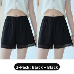 DUOLIANTI | Loose Ice Silk Safety Pants Womens Summer Thin Home Shorts Butterfly Knot Anti-Light Bottoming Trousers Casual Elastic Waist