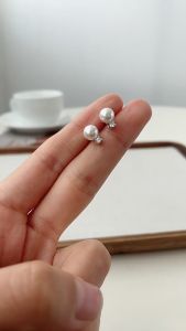 18k gold pawnable saudi gold original Natural Nanyang freshwater pearl earrings that do not peel off or fade