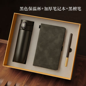 Red Creative Gift Set with Engraved Logo Metal Bookmark Signature Pen Thickened Notebook Insulated Mug for Cultural Activities