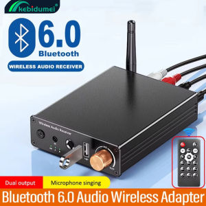 Kebidumei Bluetooth 6.0 Audio Receiver 3.5mm AUX RCA USB 6.5MM Microphone Music Wireless Adapter With IR Remote Control For TV PC