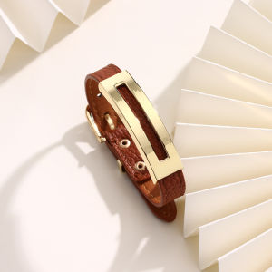Luxury Leather Bracelet for Women Men Adjustable Double Wrap Wristband with Gold Plated Buckle Fashion Jewelry Multiple Colors